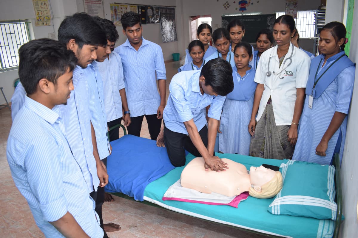 M.Sc Medical Surgical Nursing students in clinical skills training at JKKN College of Nursing