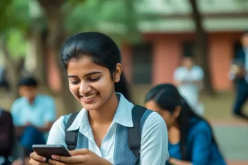 Student with Mobile Device